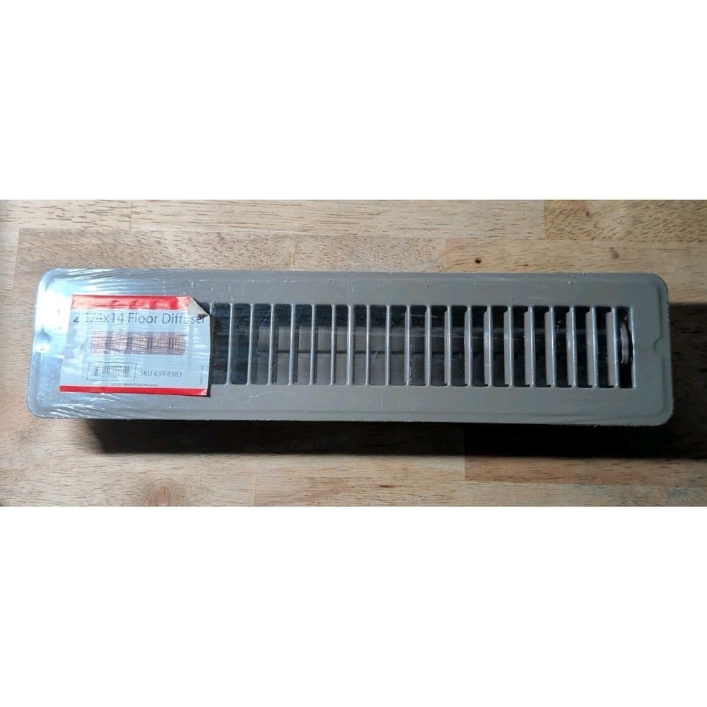 2 1/4" x 14" Floor Diffuser New Sealed Light Brown Steel With Movable Grates
